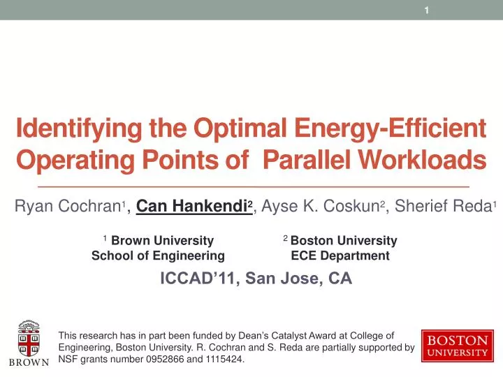 identifying the optimal energy efficient operating points of parallel workloads n.