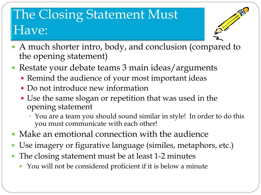 how to start a closing statement in a speech