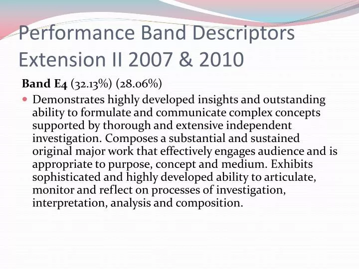 performance band descriptors extension ii 2007 2010 n.