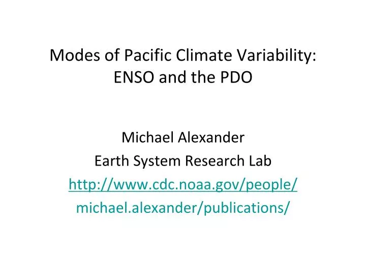 modes of pacific climate variability enso and the pdo n.