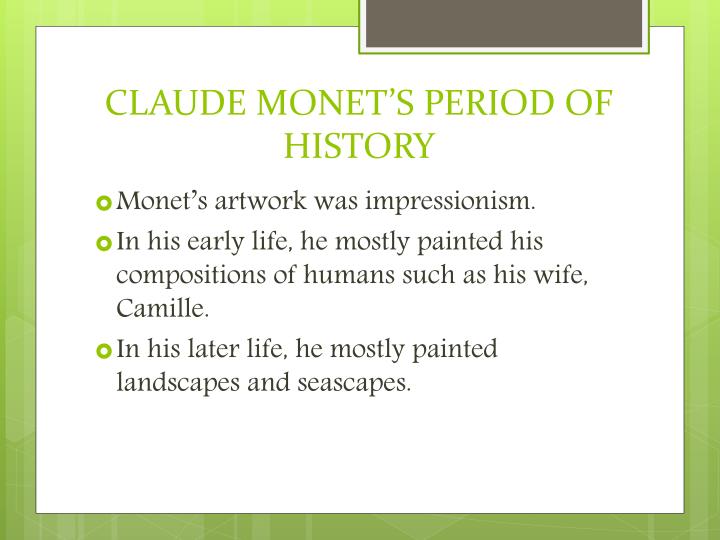 an analysis of the life of claude monet and his painting woman with a parasol Early in 1884, claude monet traveled to bordighera, a town on the italian riviera, close to the border between italy and france, for a working visit of three weeks that turned into nearly three months. an analysis of the life of claude monet and his painting woman with a parasol Early in 1884, claude monet traveled to bordighera, a town on the italian riviera, close to the border between italy and france, for a working visit of three weeks that turned into nearly three months.