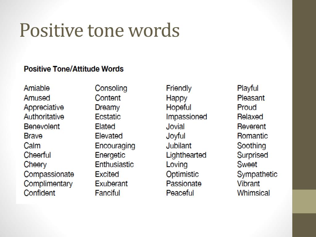 Tone Words Chart