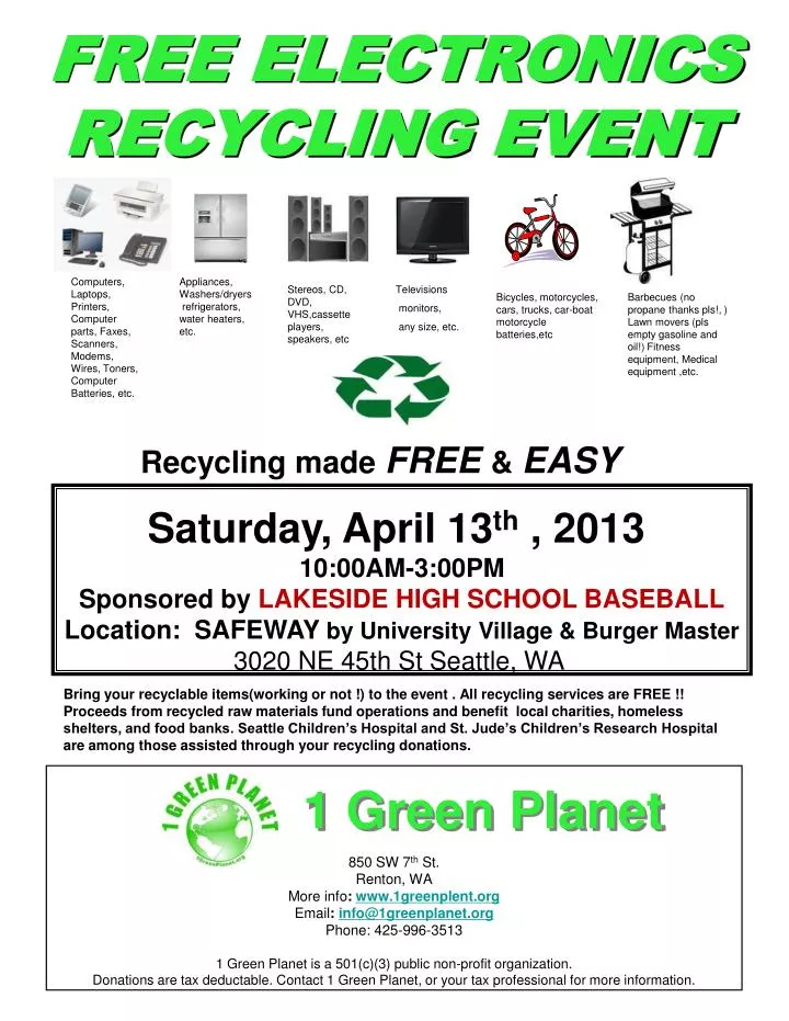 free electronics recycling event n.