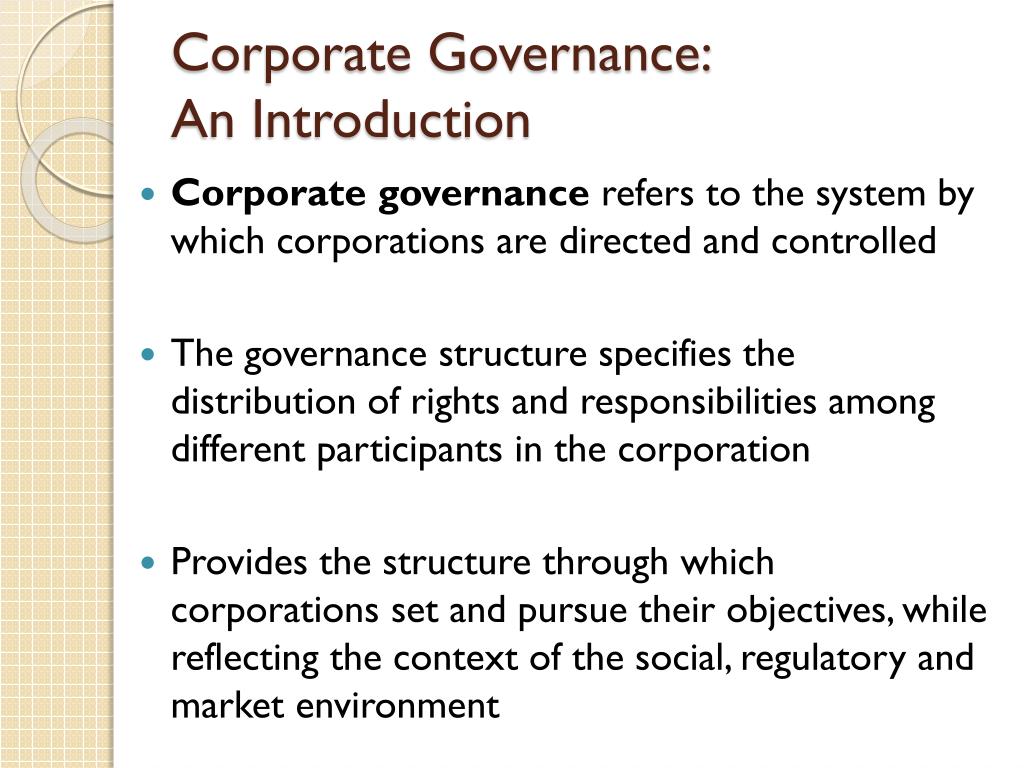 corporate governance introduction essay