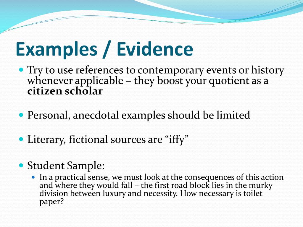 type of evidence essay