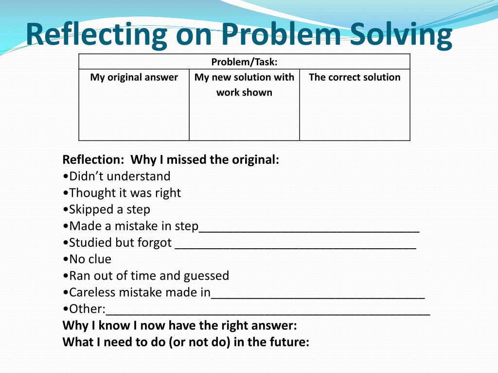 reflection on problem solving