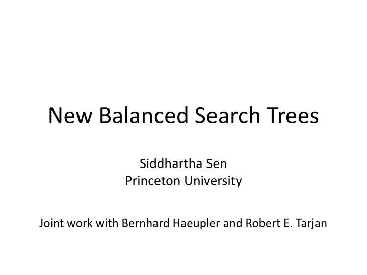 new balanced search trees n.