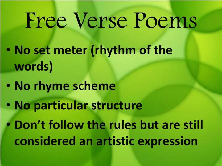 Ppt Free Verse Poems Powerpoint Presentation Free Download Id1889546