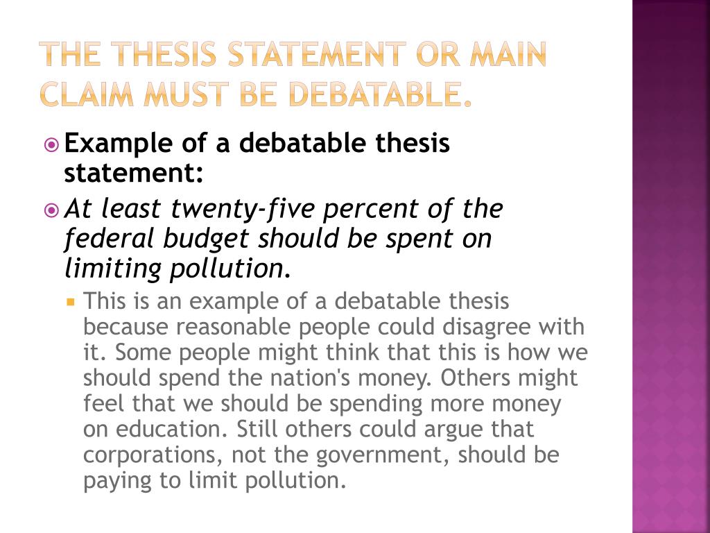 what is not a debatable thesis statement