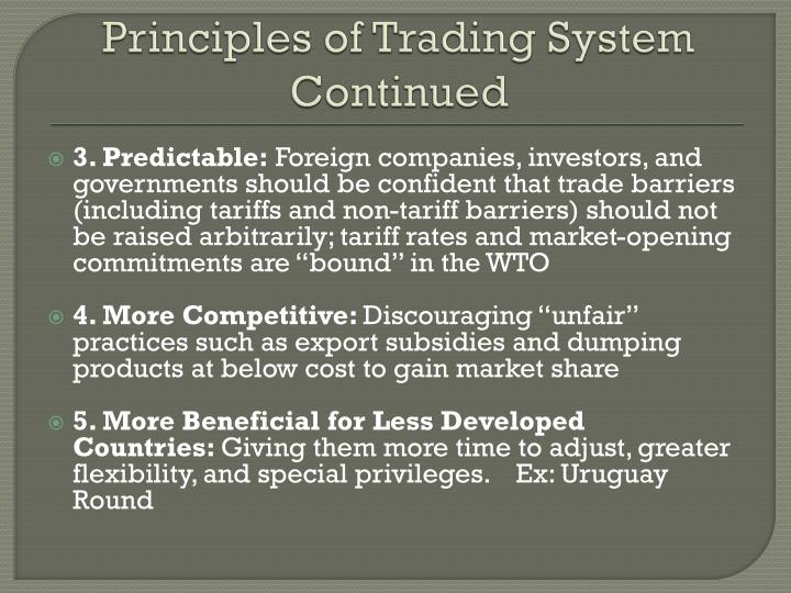 Principles of trading system wto