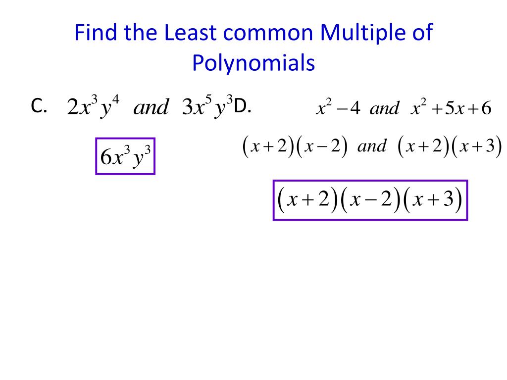 Least Common Multiple Polynomials Worksheet