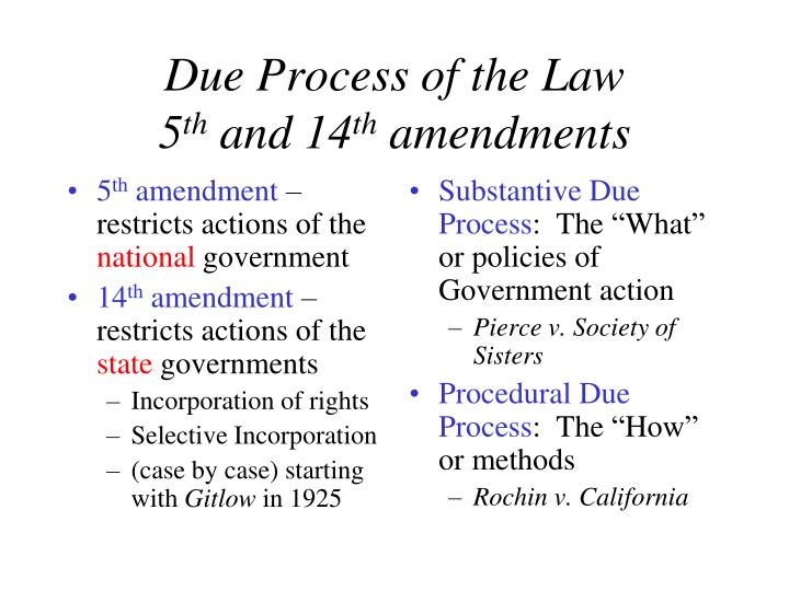 5th Amendment Restricts Actions Of The National Government 5th Amendment Restricts Actions Of The National Government