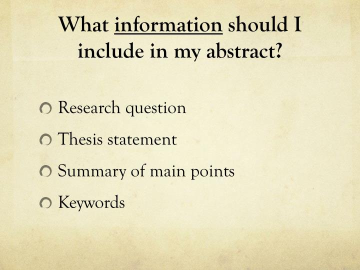 what should an abstract include