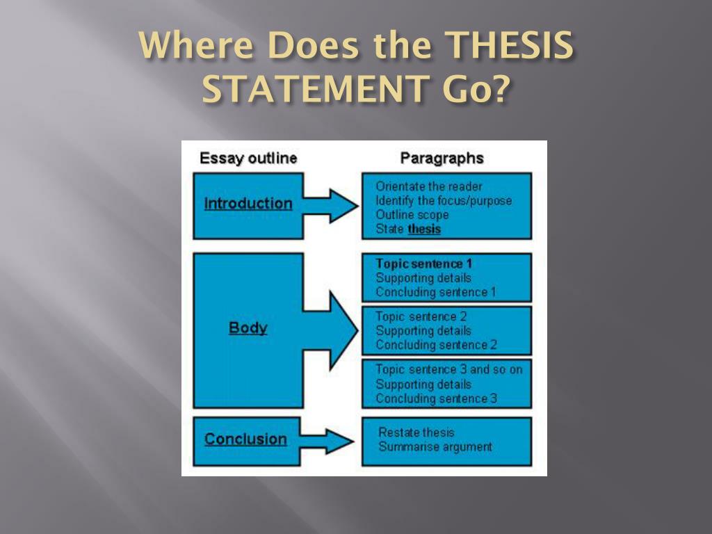 where does the thesis go in a research paper