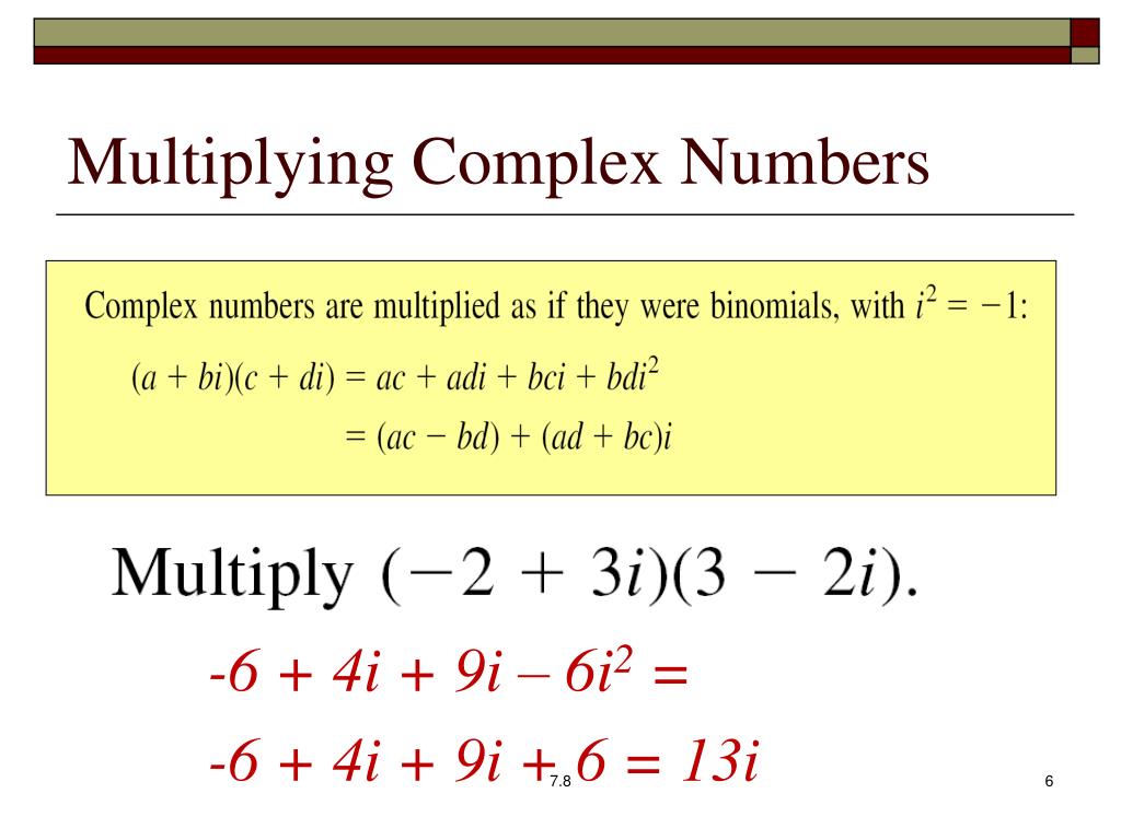 PPT - Section 7.8 Complex Numbers PowerPoint Presentation, free ...