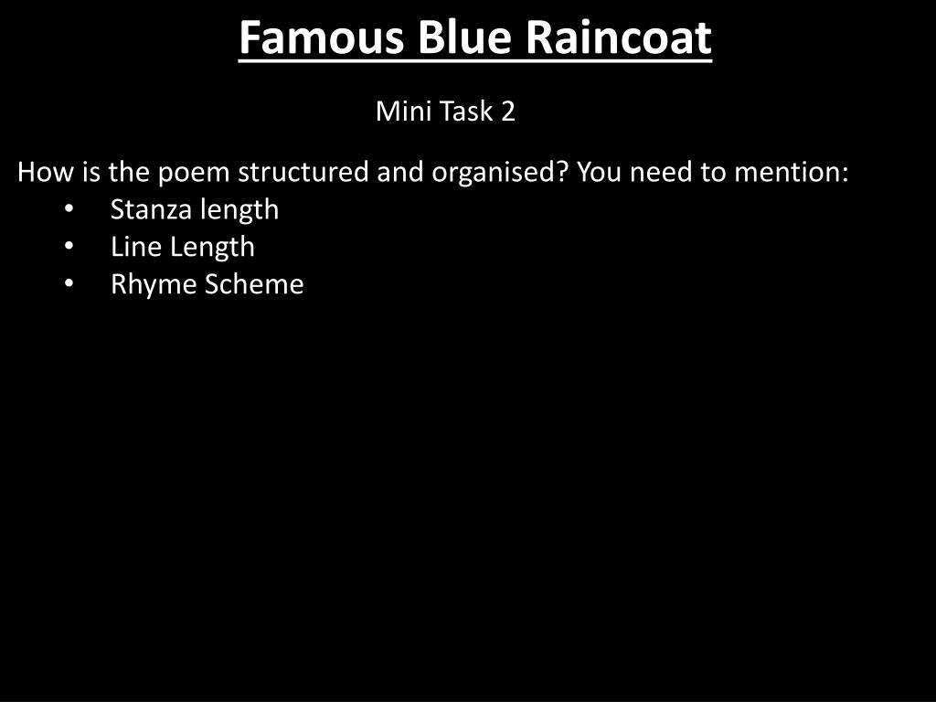 PPT Famous Blue Raincoat by Leonard Cohen PowerPoint Presentation