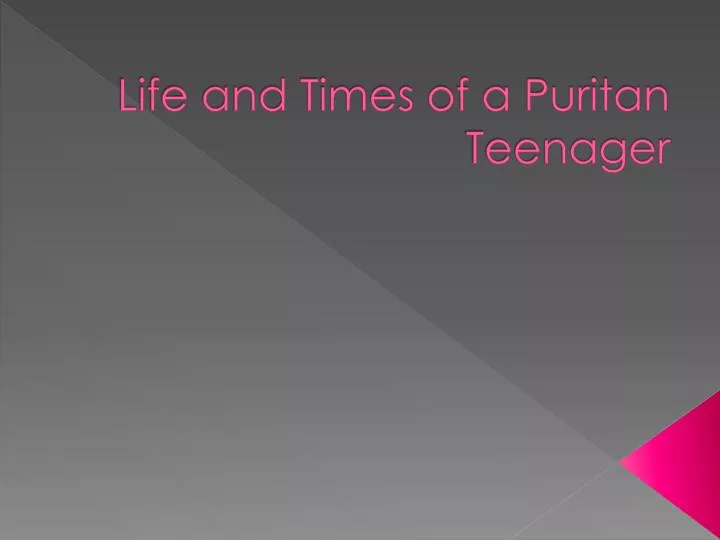 life and times of a puritan teenager n.