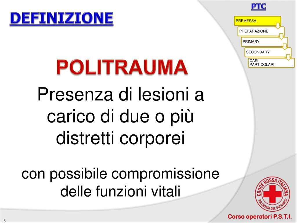 PPT - CROCE ROSSA ITALIANA Volontari del Soccorso - Corso operatori P.S.T.I.  PowerPoint Presentation - ID:1894682