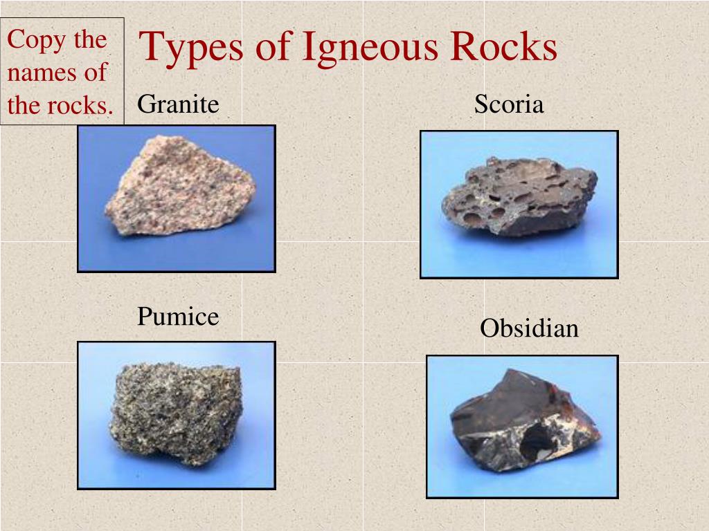 Different names rocks of Minerals by