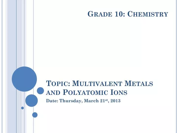PPT - Topic: Multivalent Metals and Polyatomic Ions PowerPoint ...
