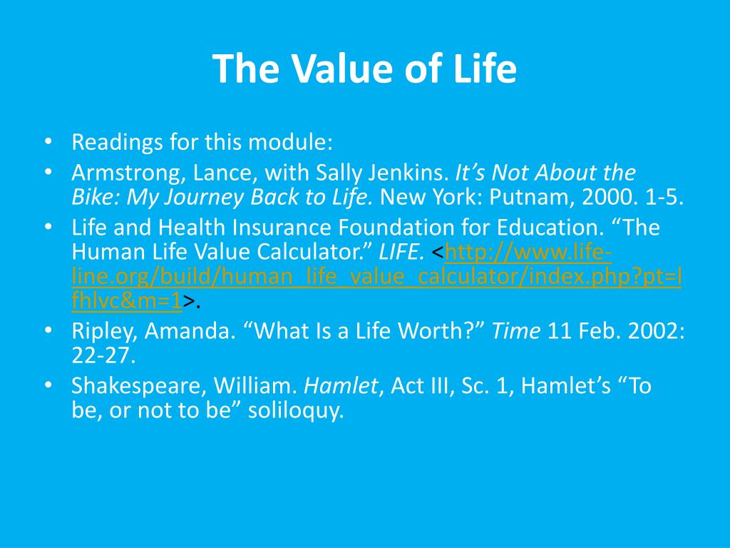 presentation on value of life