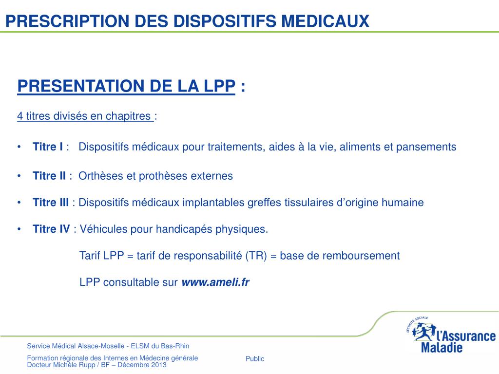 PPT - LA PRESCRIPTION DE DISPOSITIFS MEDICAUX PowerPoint Presentation, free  download - ID:1900798
