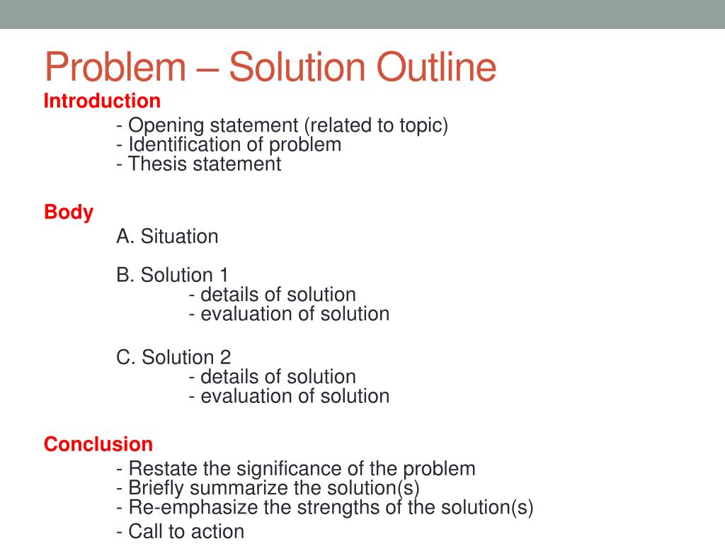 problem solution essay outline