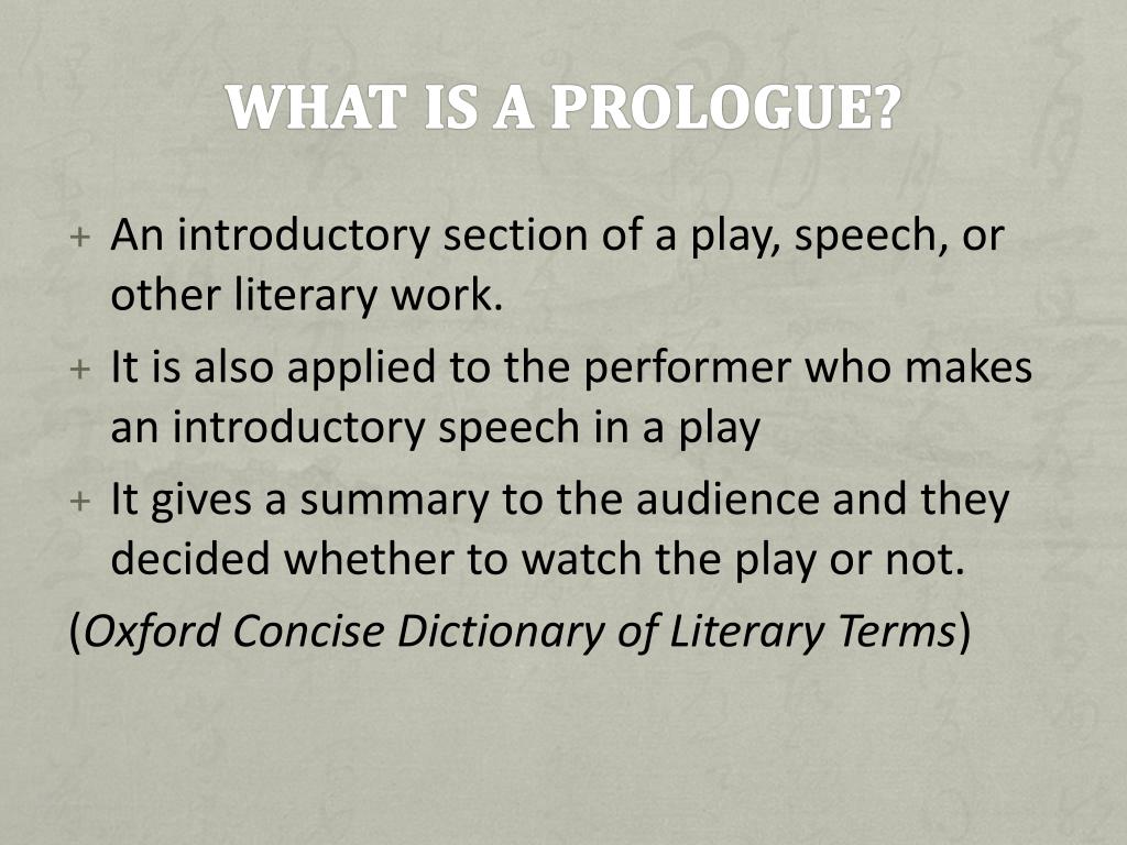 PPT - What is a prologue? PowerPoint Presentation, free download