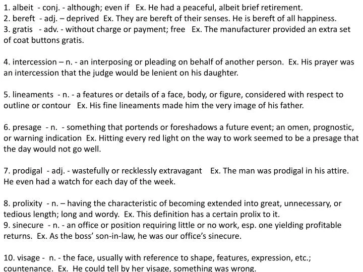Ppt 1 Albeit Conj Although Even If Ex He Had A Peaceful Albeit Brief Retirement Powerpoint Presentation Id 1901909