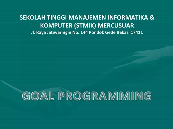 PPT - GOAL PROGRAMMING PowerPoint Presentation, free download - ID:1903607