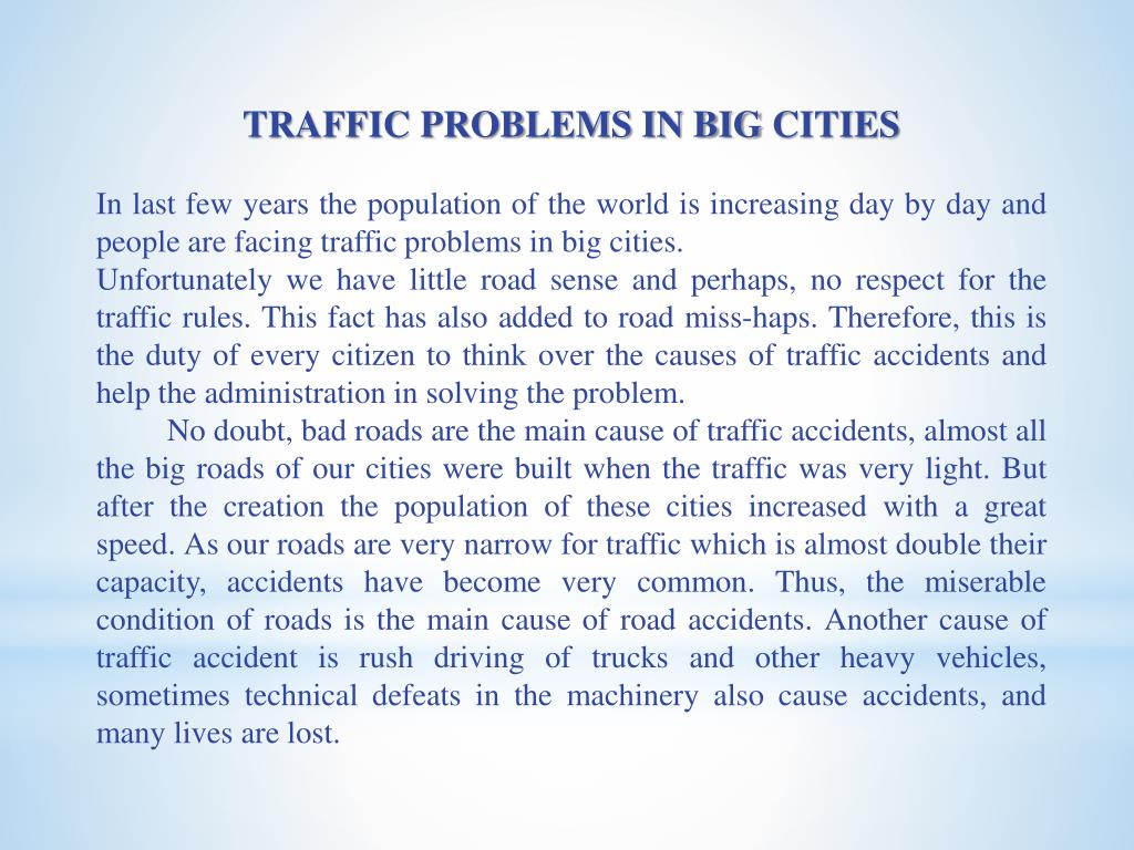 essay on traffic problems of a big city