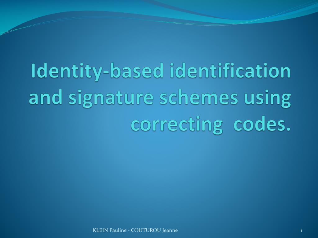 PPT - Identity - based identification and signature schemes using ...