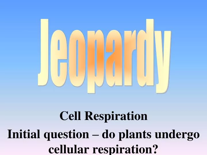 PPT Cell Respiration Initial question do plants undergo cellular