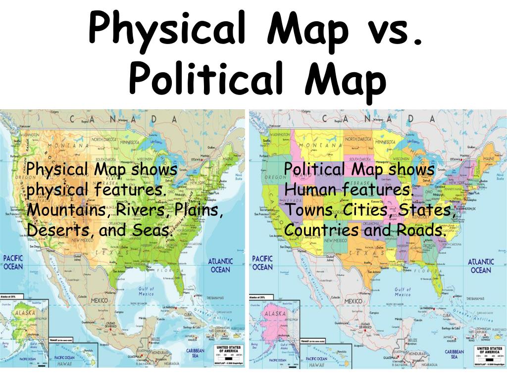 Comparison Between Physical Map And Political Map Design Talk