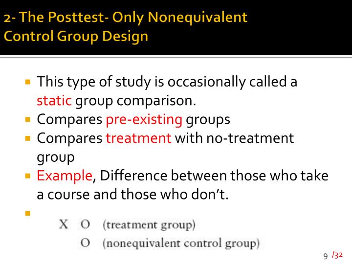 static group comparison design example