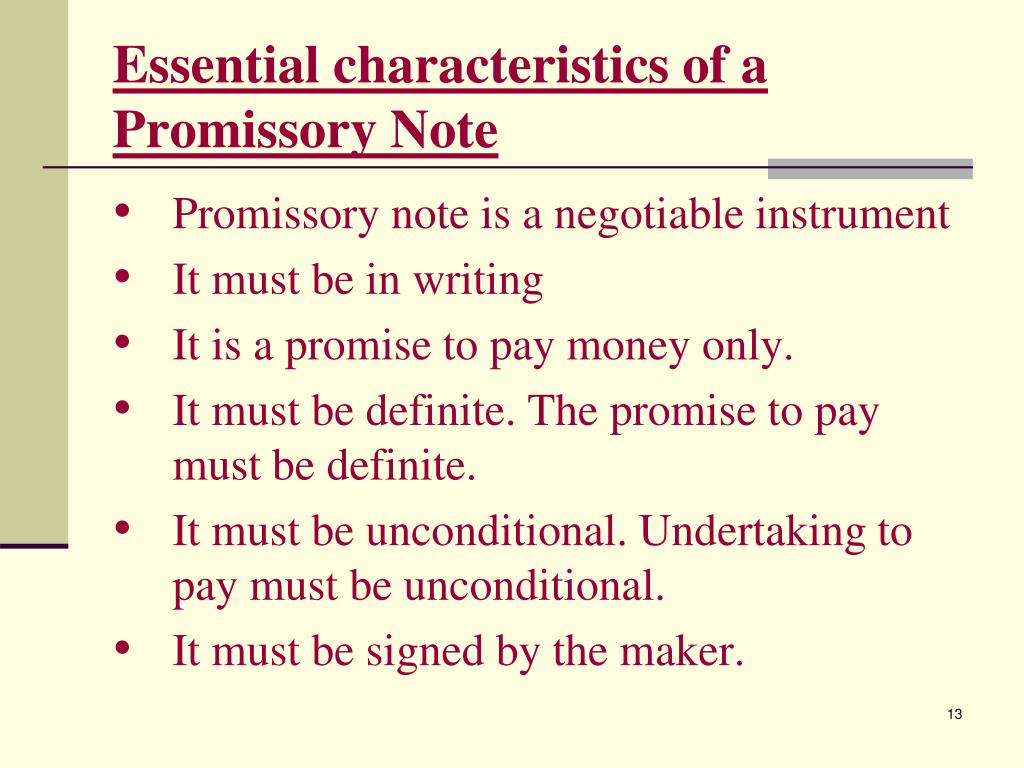 features of promissory note