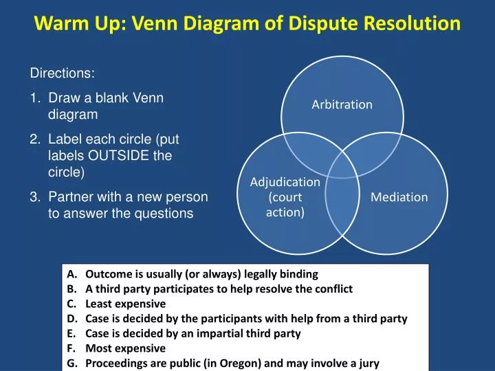 ppt warm up venn diagram of dispute resolution powerpoint civil and criminal law venn diagram