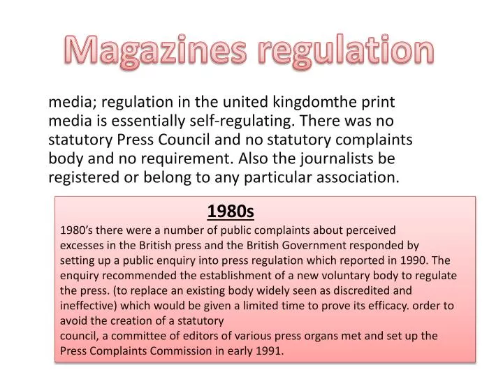 magazines regulation n.