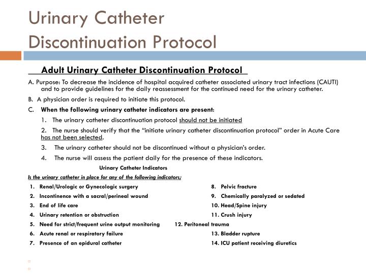 PPT A Nurse Driven Protocol for Urinary Catheter Removal PowerPoint