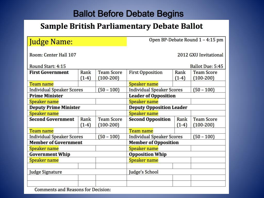 PPT China Debate Education Network Judging British Parliamentary