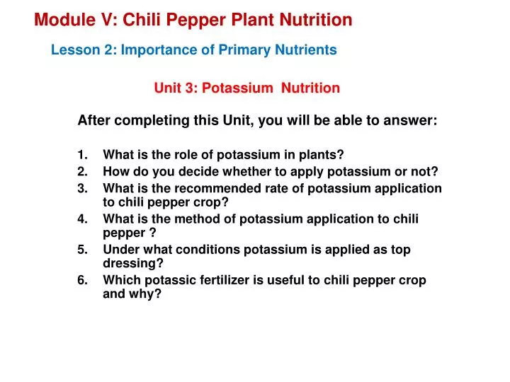 Ppt Module V Chili Pepper Plant Nutrition Powerpoint Presentation Free Download Id 1913446