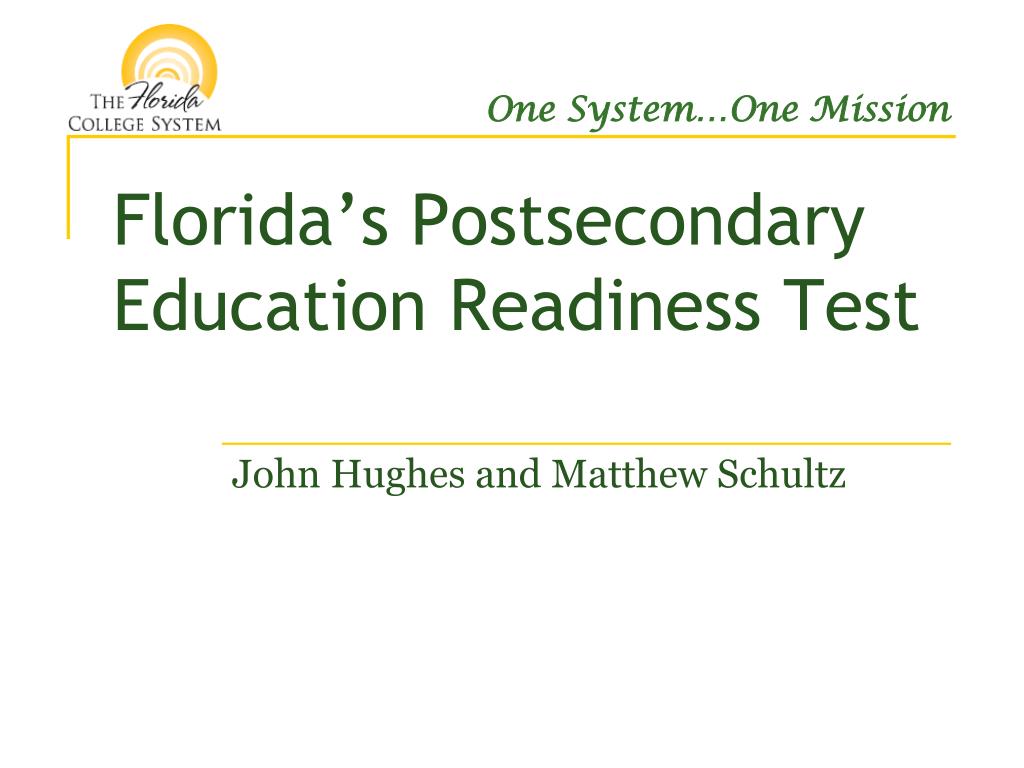 PPT Florida’s Postsecondary Education Readiness Test PowerPoint Presentation ID1913708