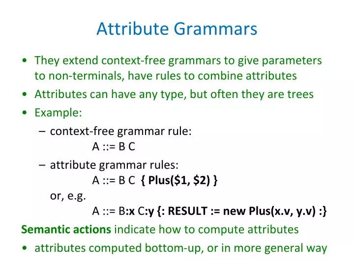 PPT Attribute Grammars PowerPoint Presentation, free download ID