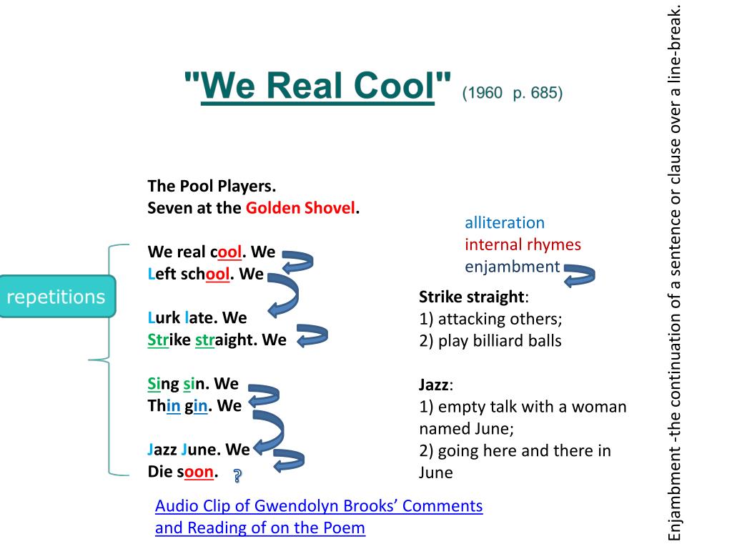 we real cool poem analysis line by line