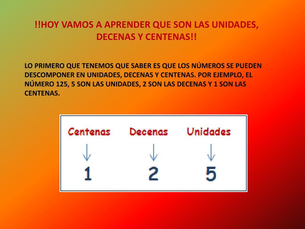 PPT - !!HOY VAMOS A APRENDER QUE SON LAS UNIDADES, DECENAS Y CENTENAS