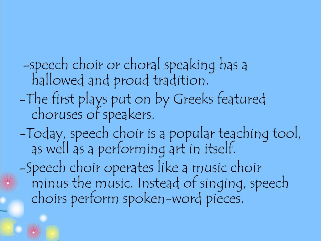 how to write speech choir