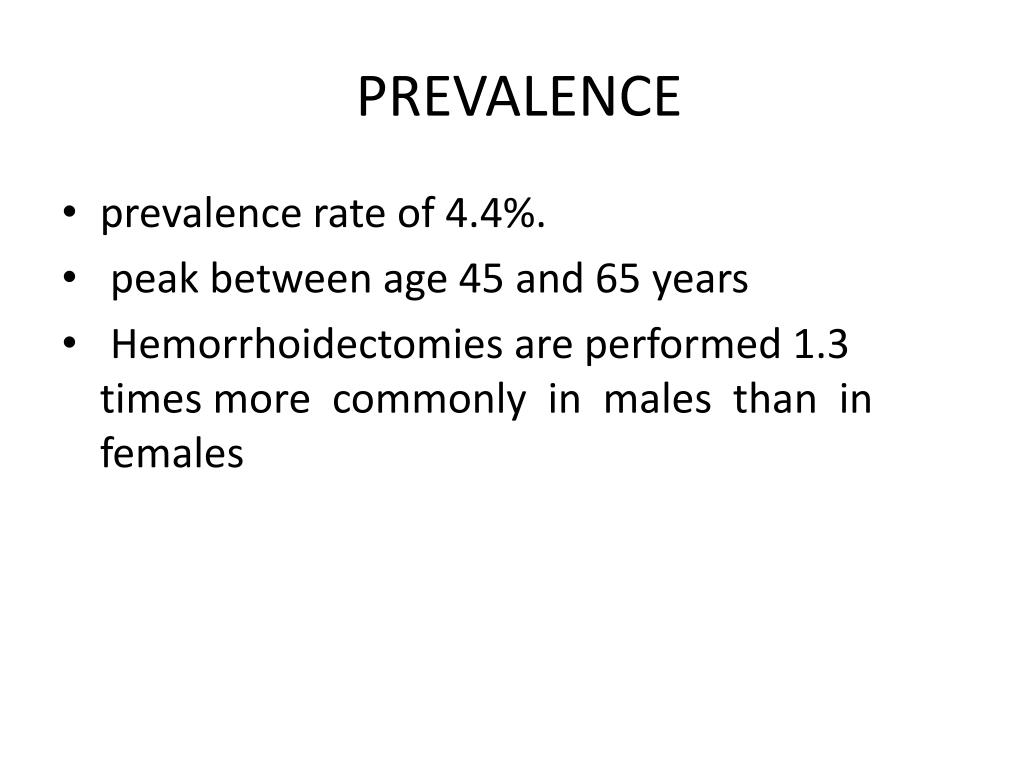 Prevalence of hemorrhoids