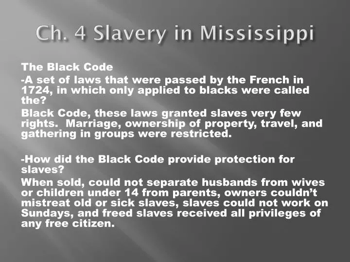 PPT Ch. 4 Slavery in Mississippi PowerPoint Presentation, free