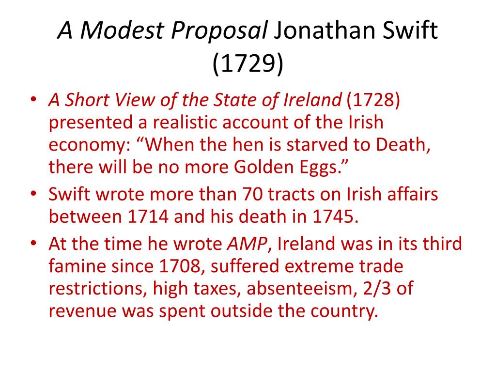 jonathan swift's essay a modest proposal