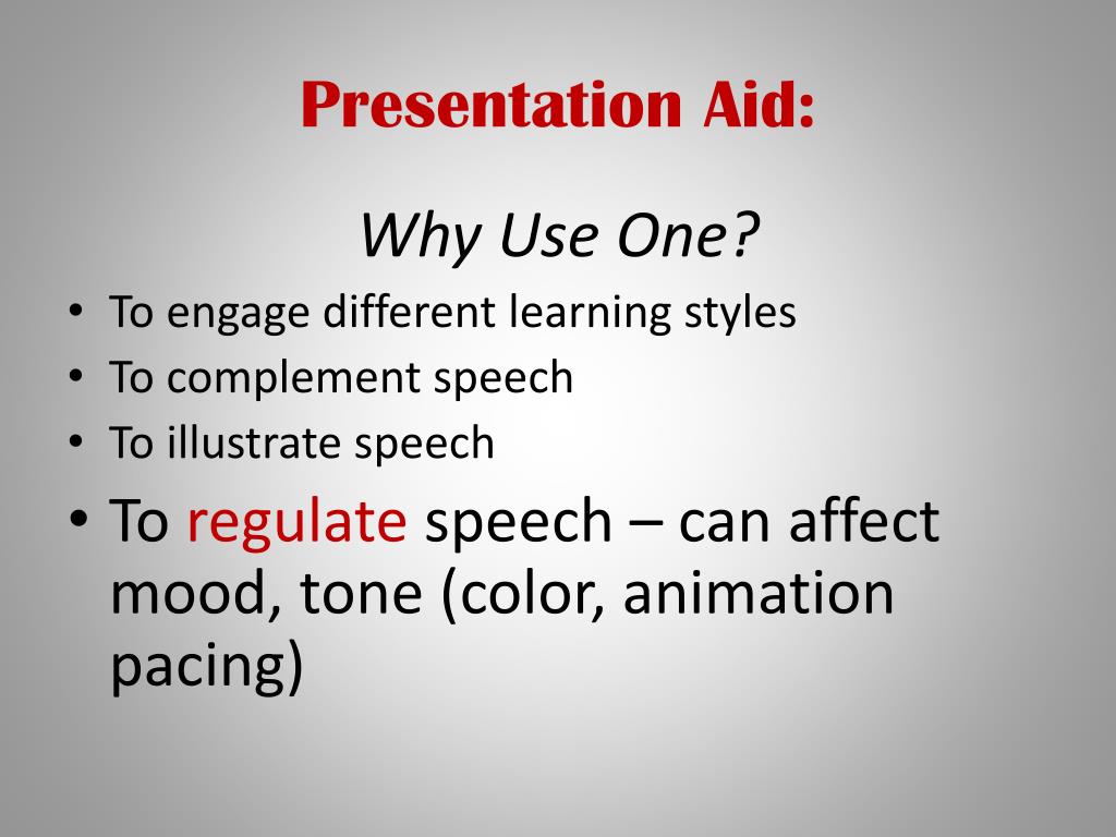 purpose of a presentation aid